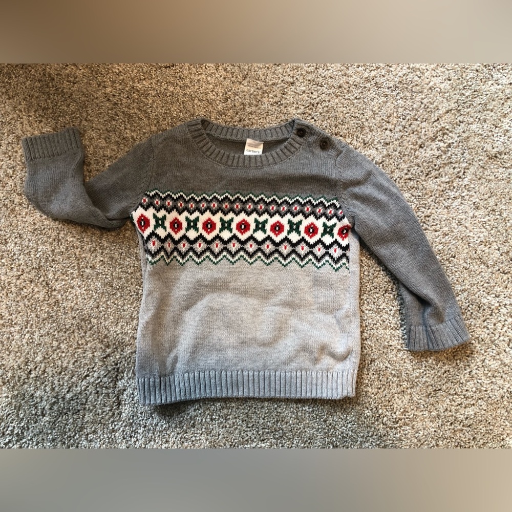 Carters Fair Isle Two Tone Gray Sweater- EUC- 18 Months